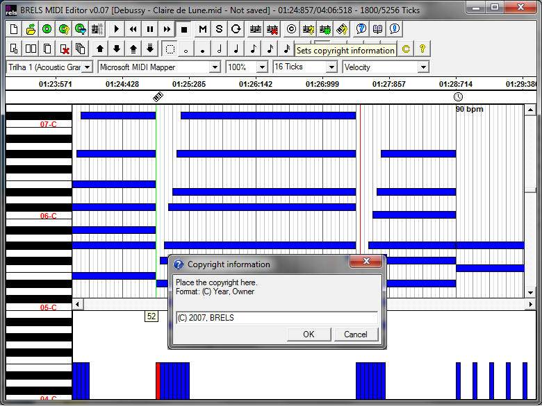 BRELS MIDI Editor screenshot.
